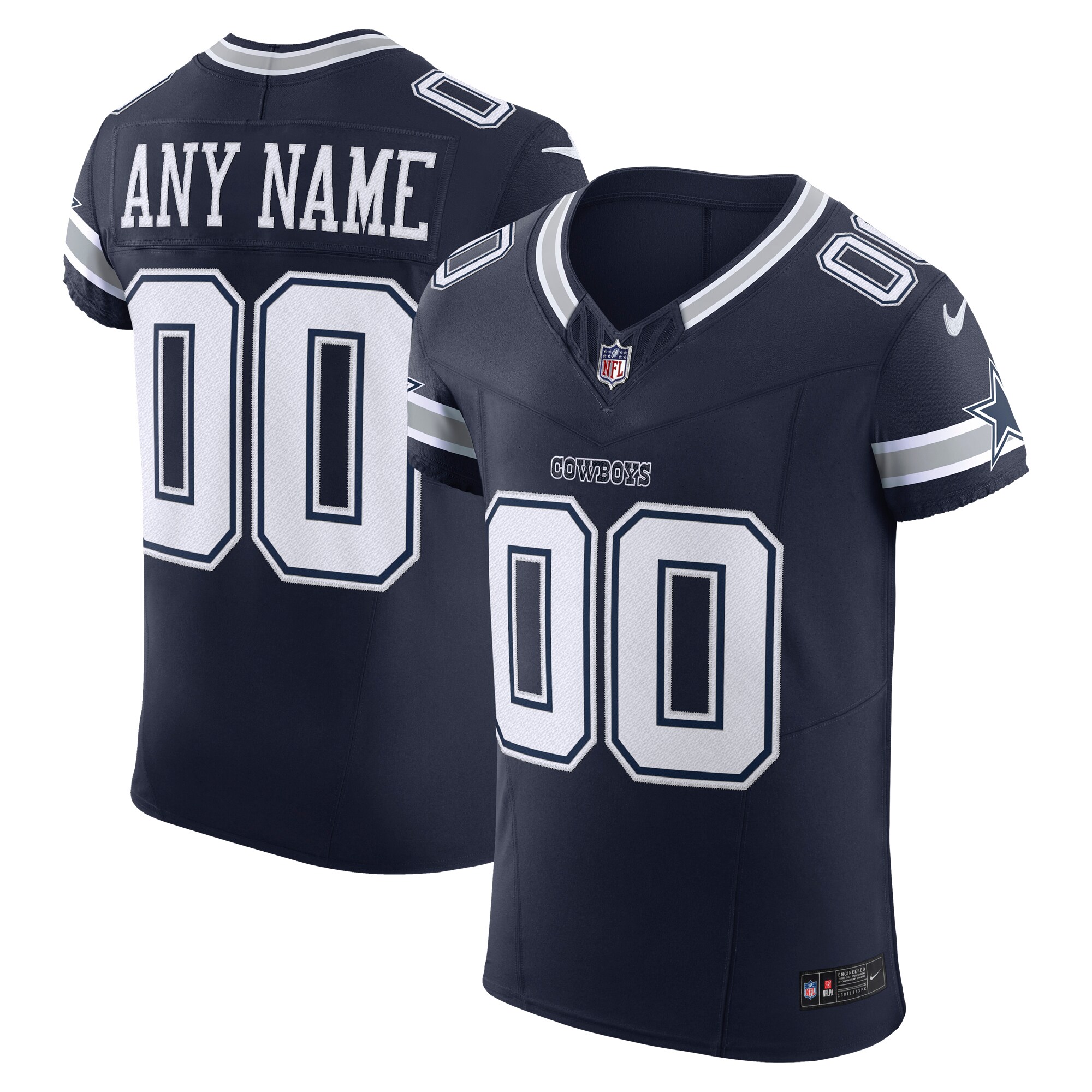 Dallas Cowboys Navy Vapor F.U.S.E. Elite Custom NFL Jersey Men's