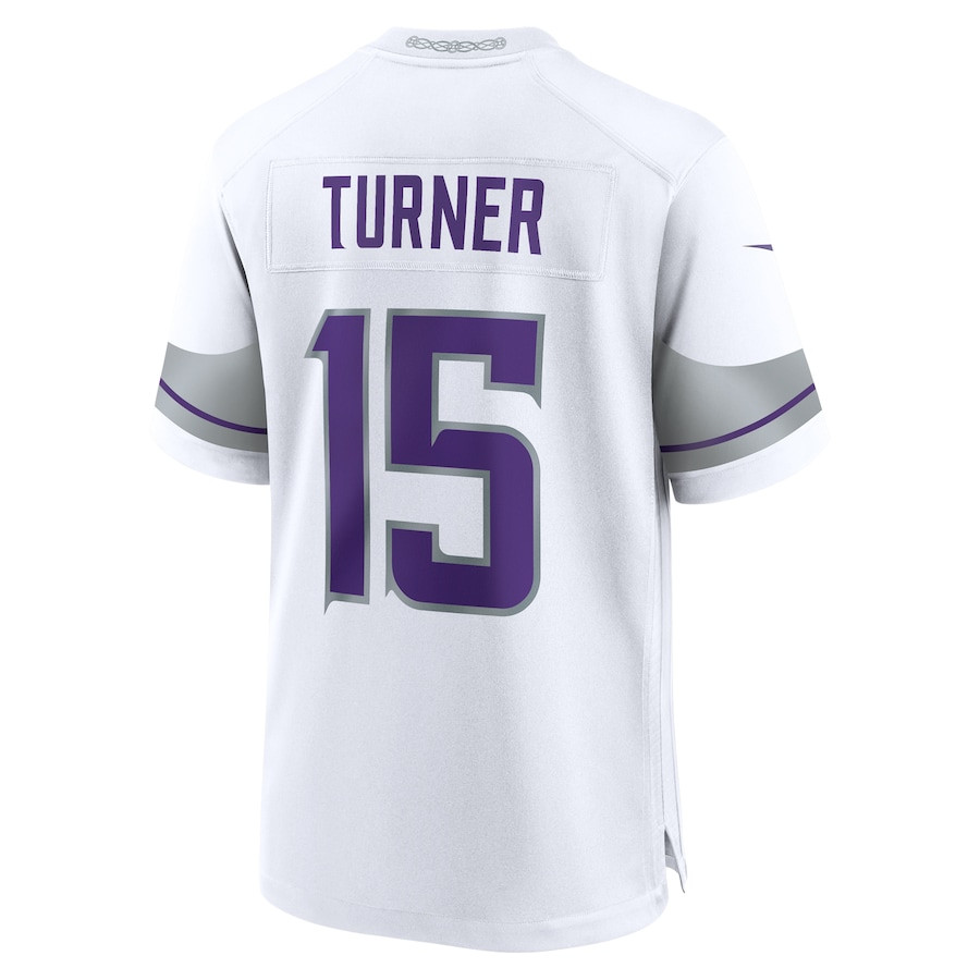 Dallas Turner 15 Minnesota Vikings Alternate Game White NFL Jersey Men's