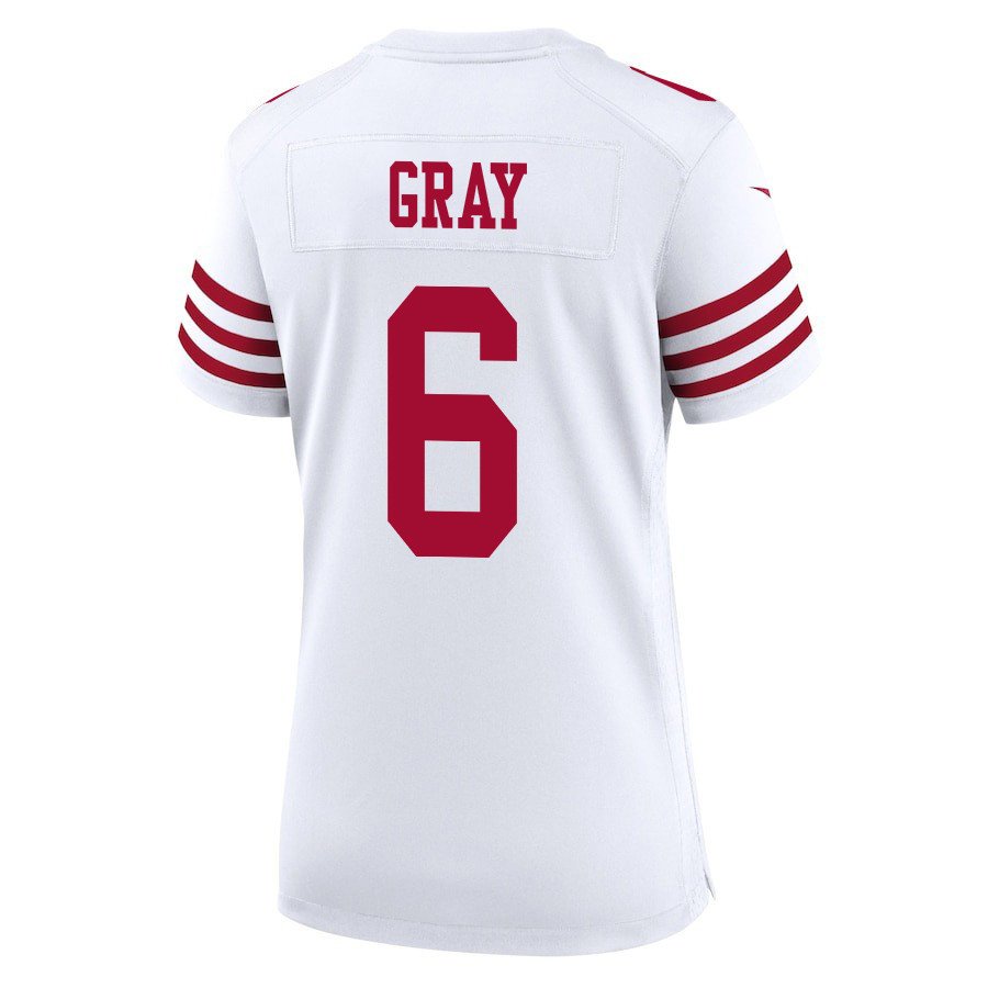 Danny Gray 6 San Francisco 49ers Super Bowl LVIII Patch Game White NFL Jersey Women's