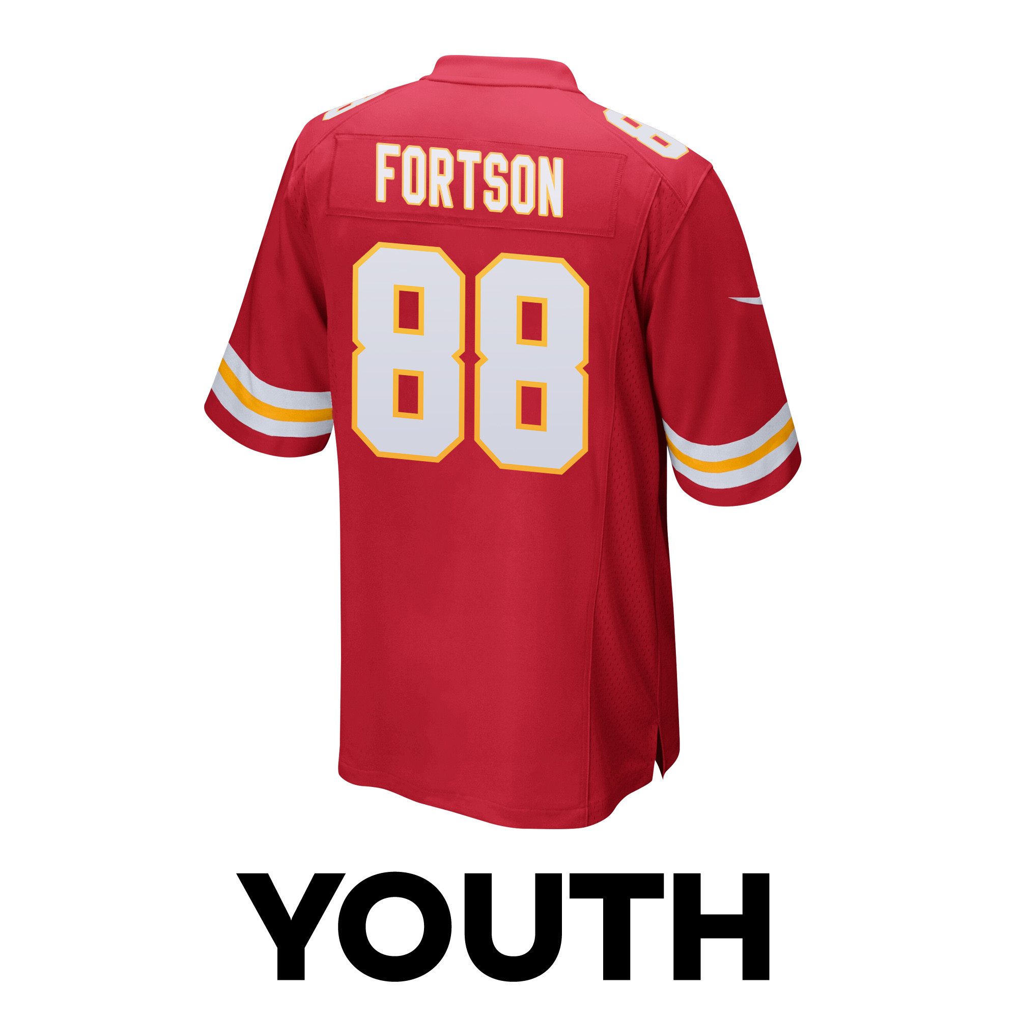 Jody Fortson 88 Kansas City Chiefs Super Bowl LVIII Patch Game Red NFL Jersey Youth