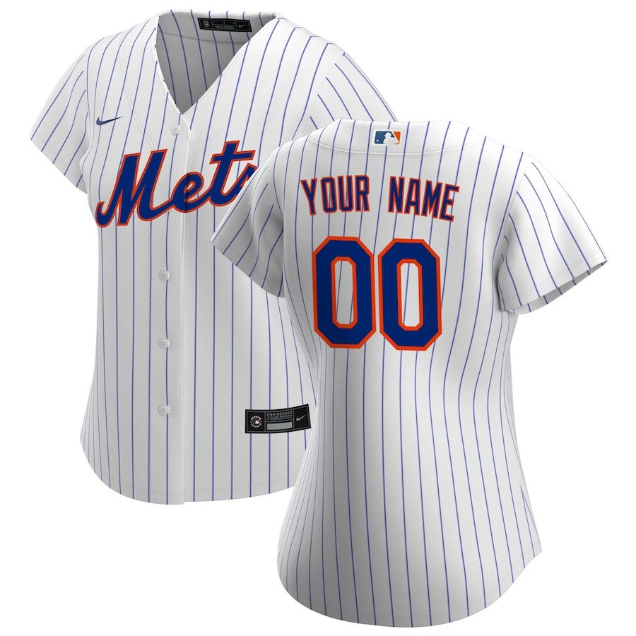 New York Mets Home Custom White MLB Jersey Women's
