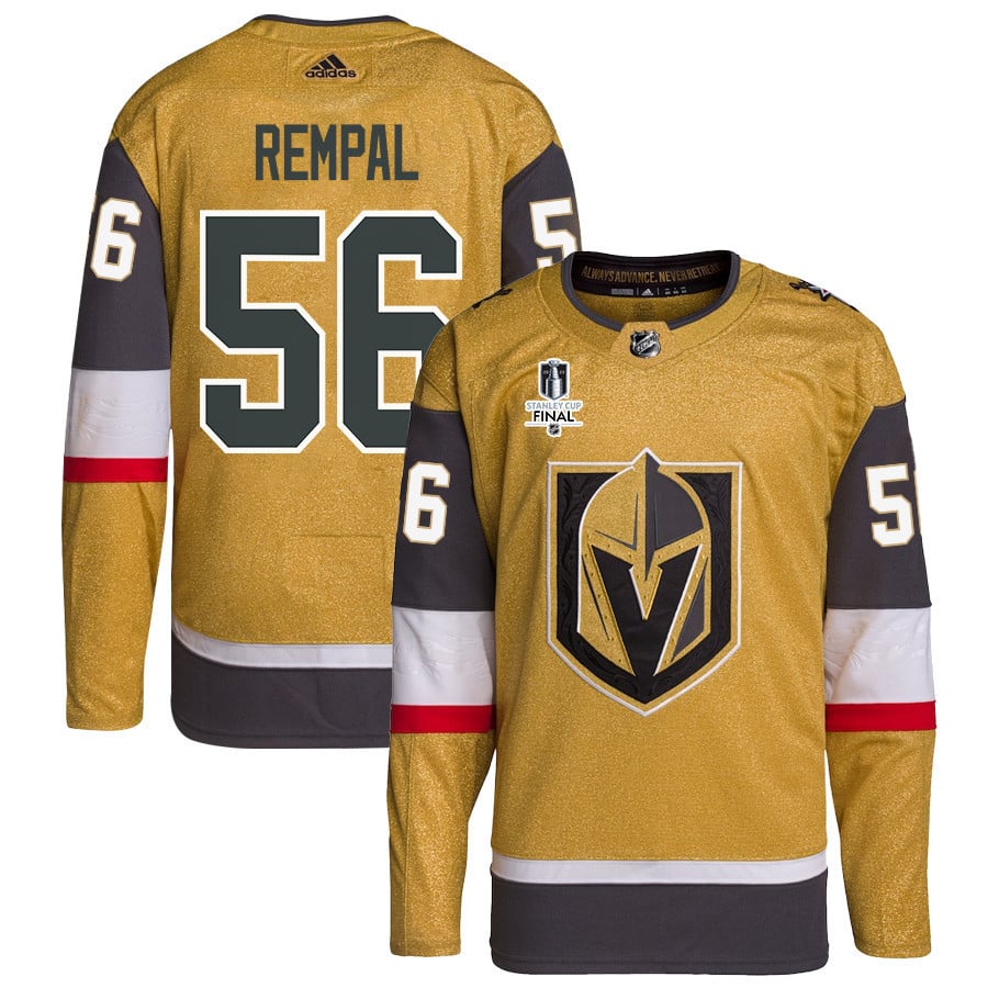 Sheldon Rempal 56 Vegas Golden Knights Stanley Cup 2023 Final Patch Home Breakaway Gold NHL Jersey Men's