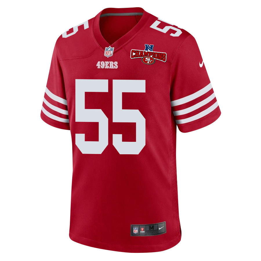 Jon Feliciano 55 San Francisco 49ers NFC Champions Patch Game Scarlet NFL Jersey Men's