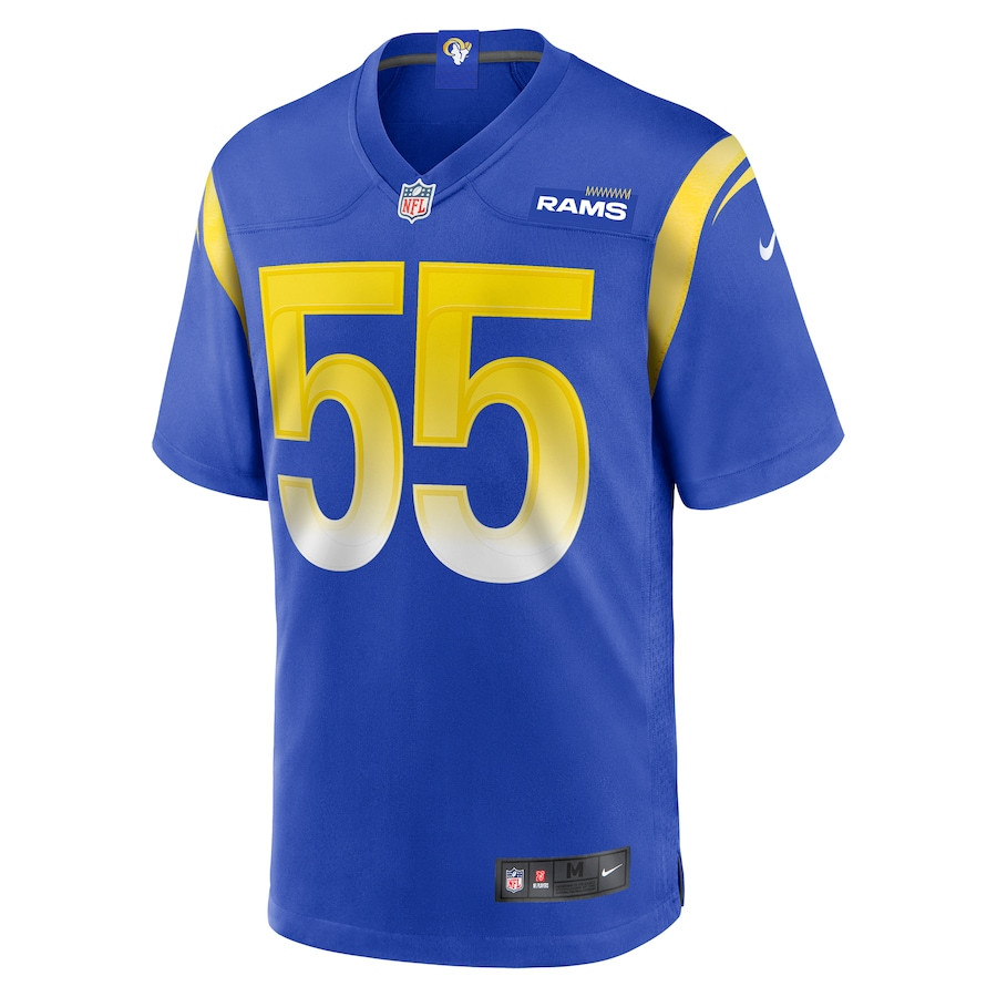 Braden Fiske 55 Los Angeles Rams Game Royal NFL Jersey Men's