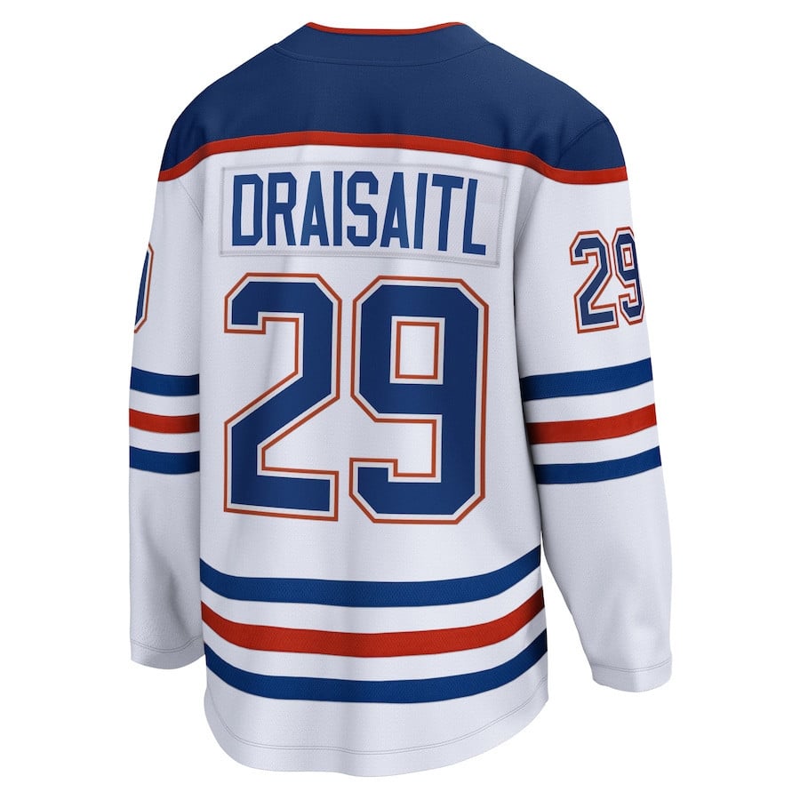 Leon Draisaitl 29 Edmonton Oilers Away Breakaway White NHL Jersey Men's