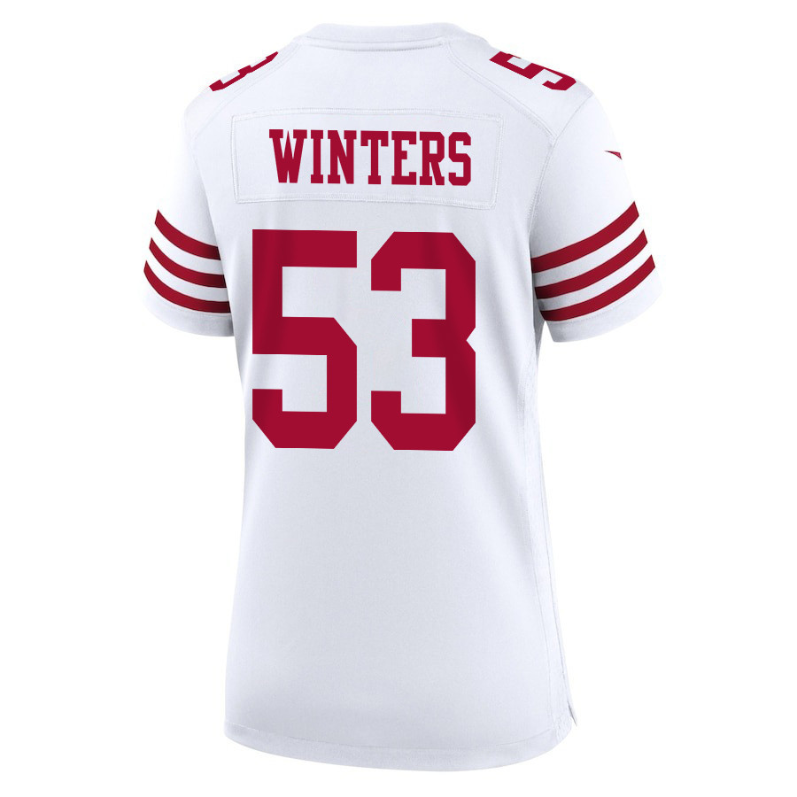 Dee Winters 53 San Francisco 49ers Super Bowl LVIII Patch Game White NFL Jersey Women's