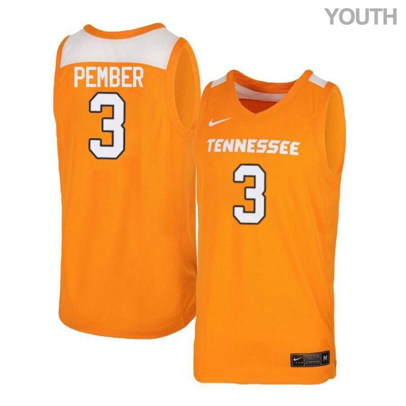 3 Drew Pember Orang White Elite Tennessee Volunteers NCAA Jersey Youth