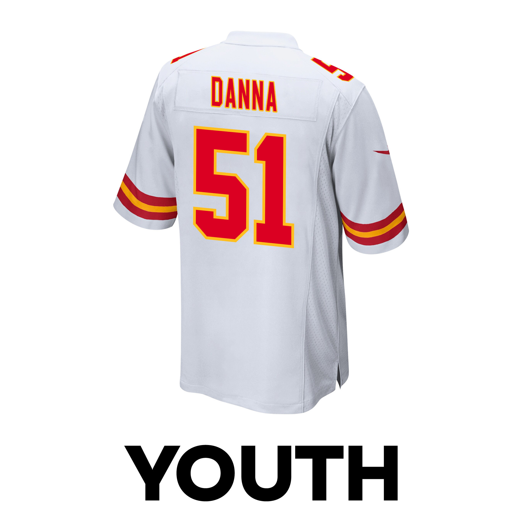 Mike Danna 51 Kansas City Chiefs Super Bowl LVIII Patch Game White NFL Jersey Youth