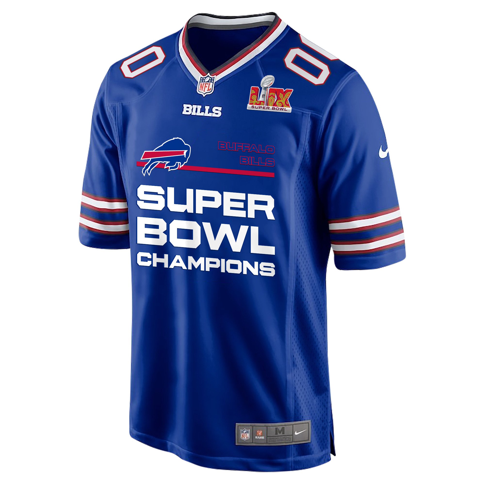 Buffalo Bills Super Bowl LIX Champions Straight Text Game Custom Royal NFL Jersey Men's