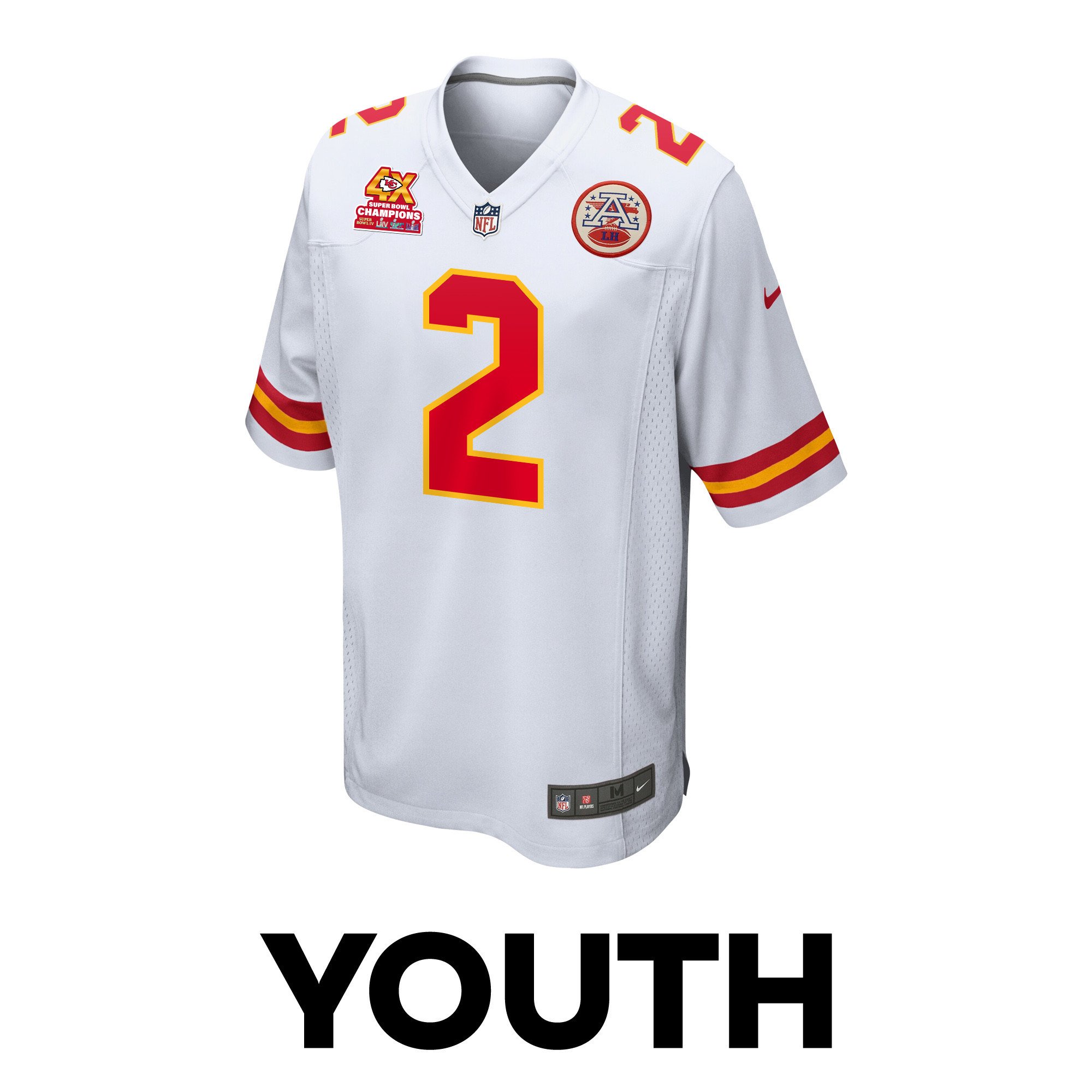 Joshua Williams 2 Kansas City Chiefs Super Bowl LVIII Champions 4X Game White NFL Jersey Youth
