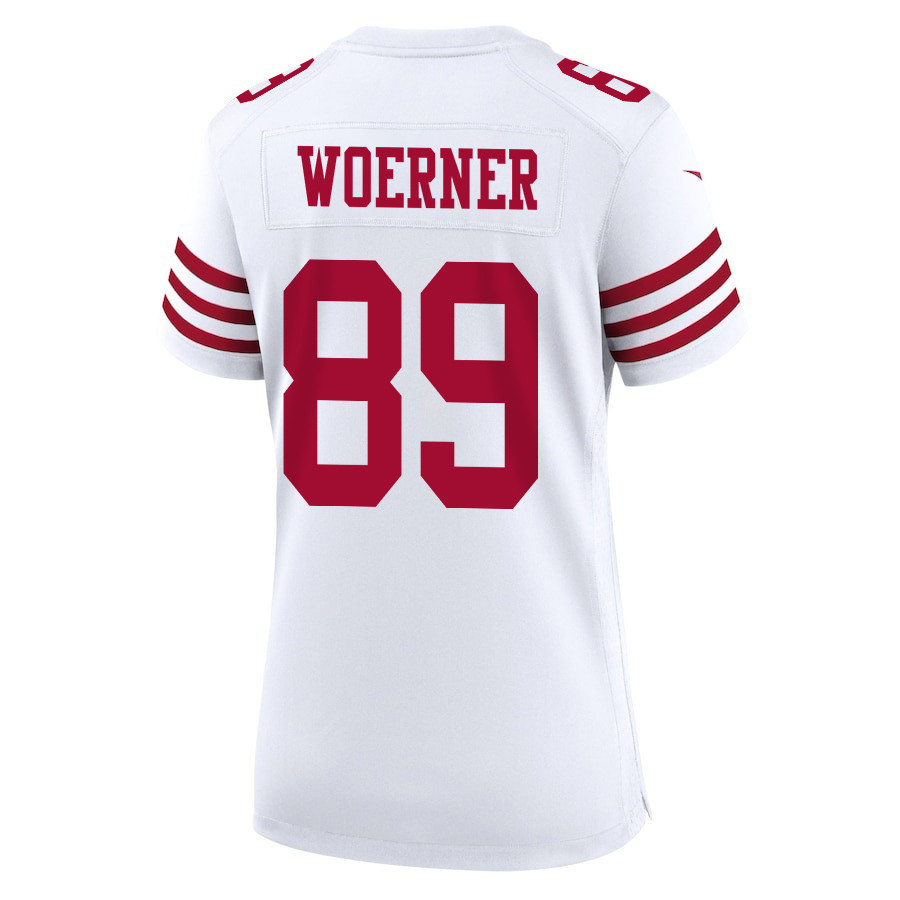 Charlie Woerner 89 San Francisco 49ers Super Bowl LVIII Patch Game White NFL Jersey Women's