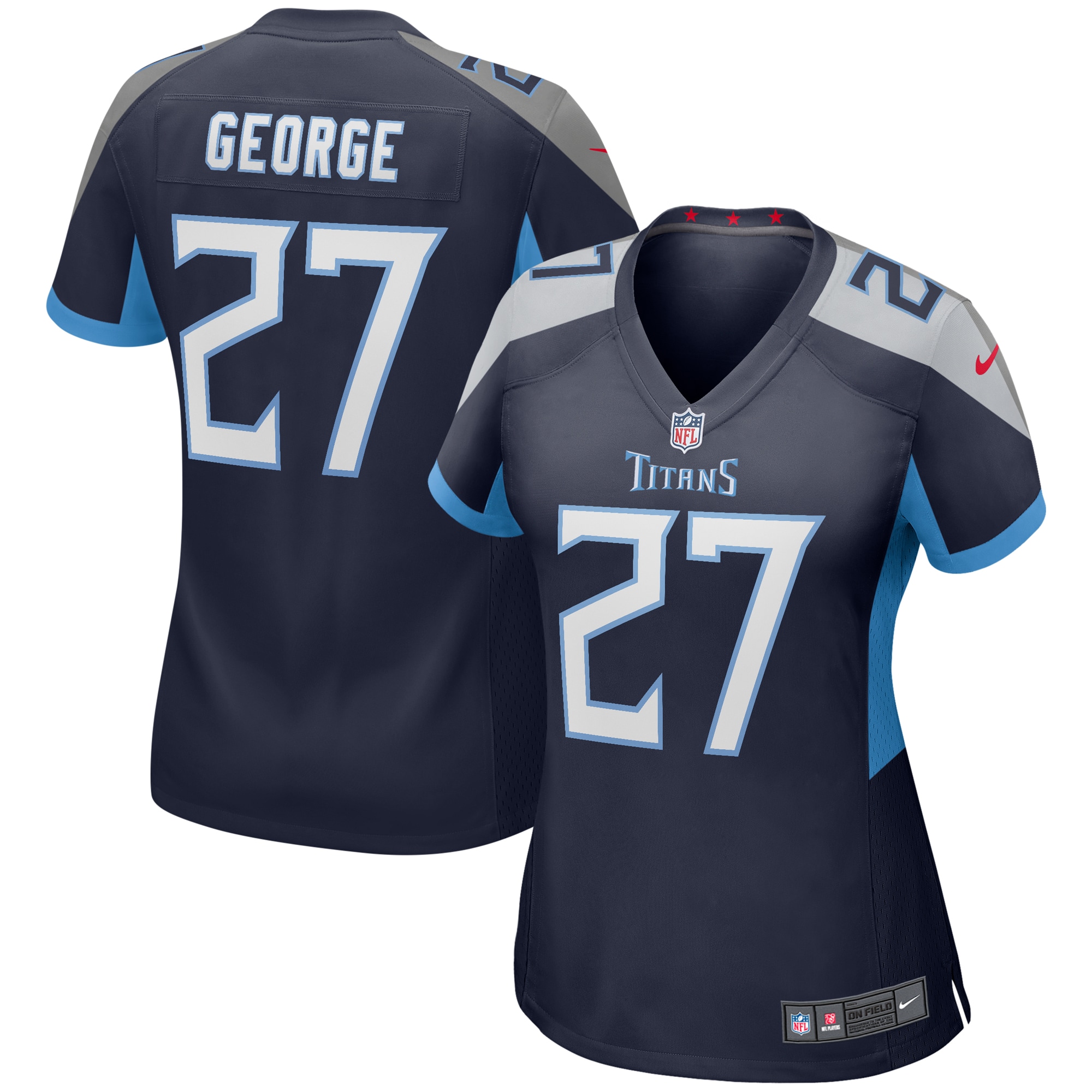 Tennessee Titans Eddie George Navy Game Retired Player NFL Jersey Women's