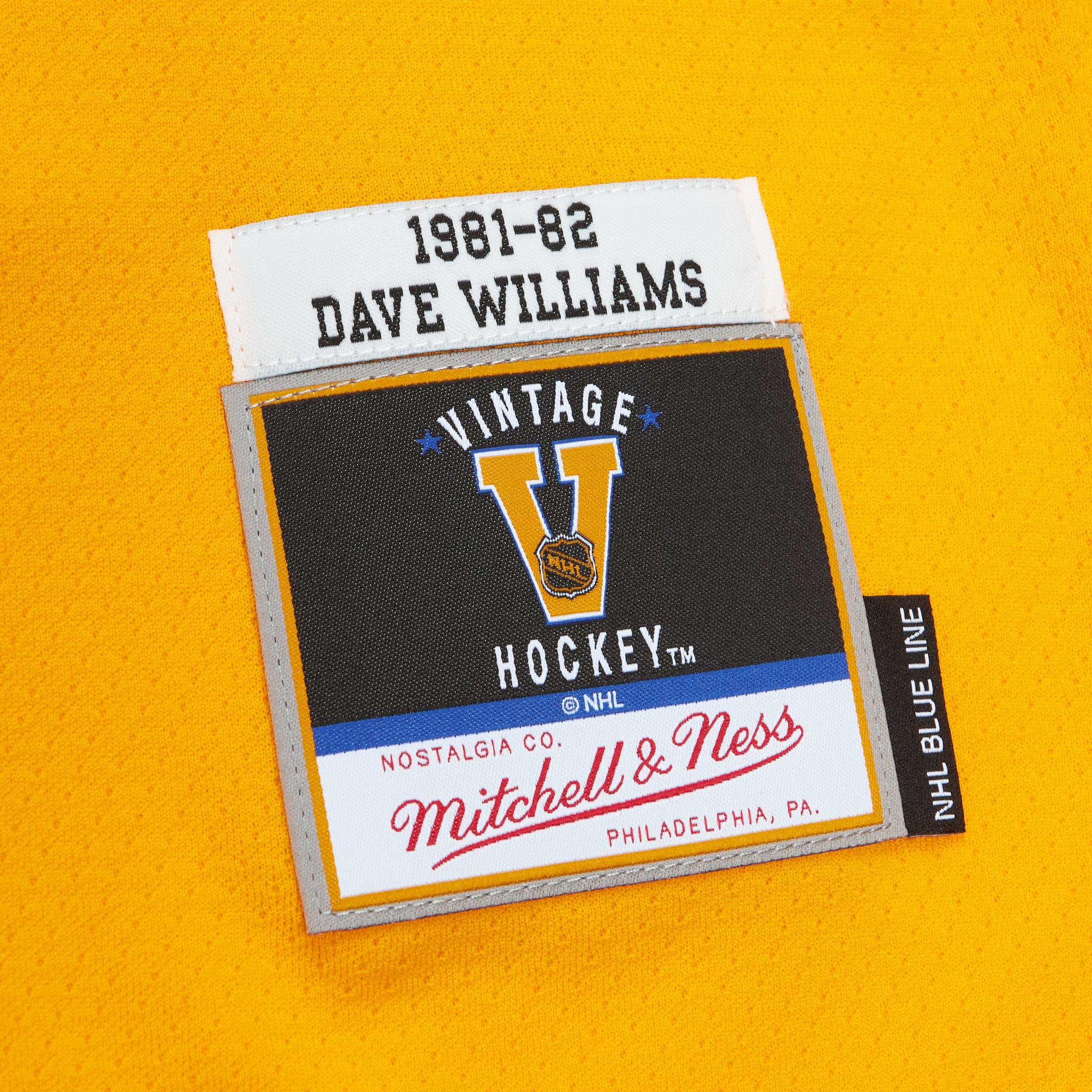 Vancouver Canucks Dave Williams Mitchell Ness Yellow 1981/82 Blue Line Player NHL Jersey Men's