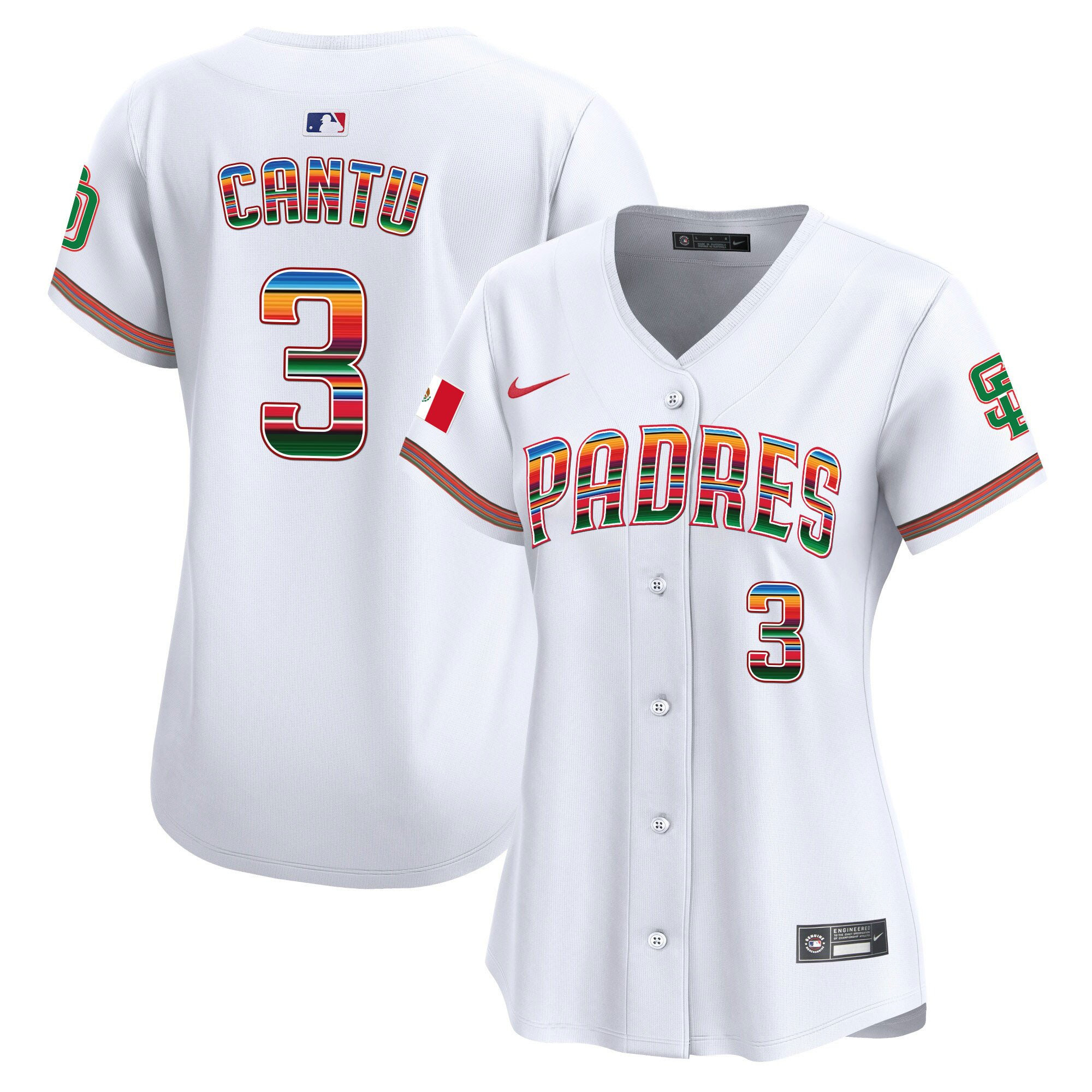 Jorge Cantu 3 San Diego Padres Mexico White MLB Jersey Women's