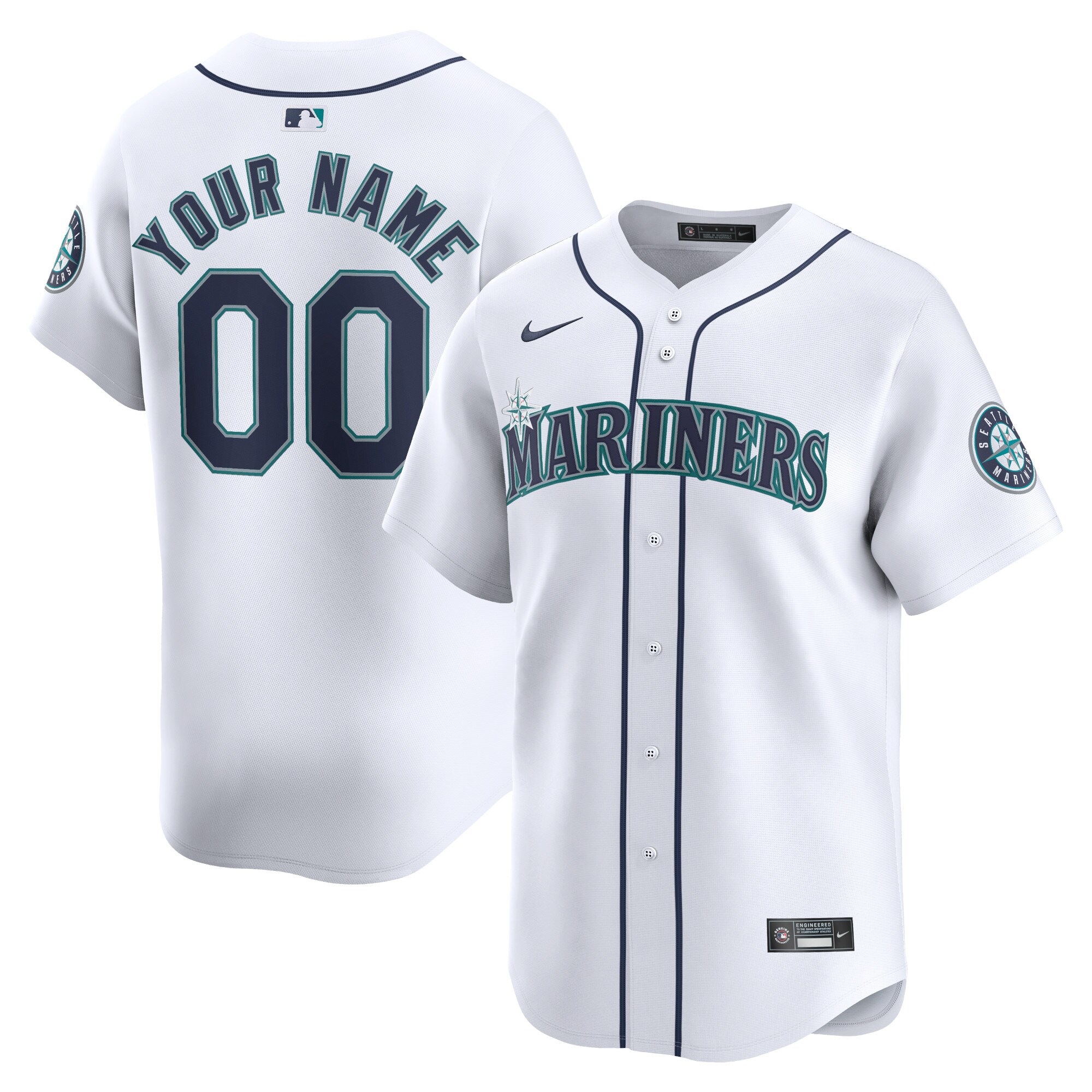 Seattle Mariners White Home Limited Custom MLB Jersey Youth