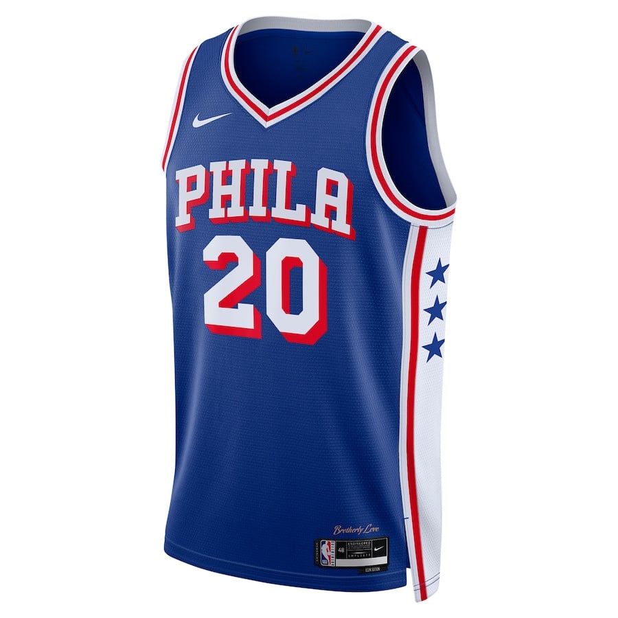 Jared McCain 20 Philadelphia 76ers Swingman Icon Edition Royal NBA Jersey Men's