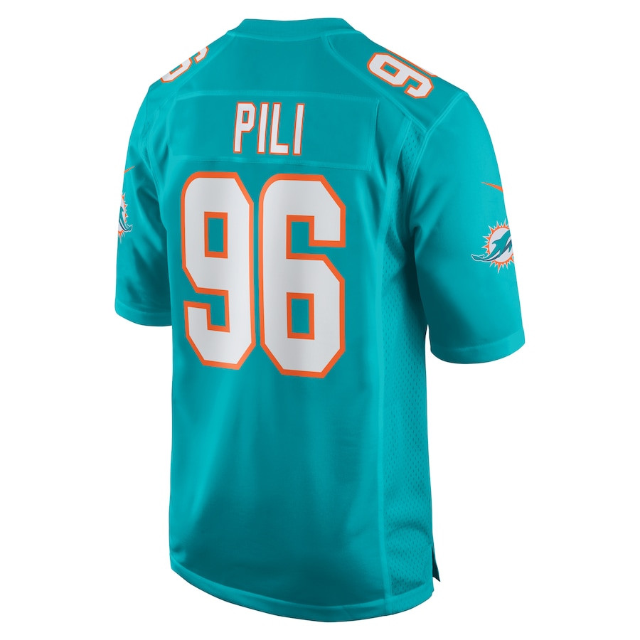 Brandon Pili 96 Miami Dolphins Game Aqua NFL Jersey Men's