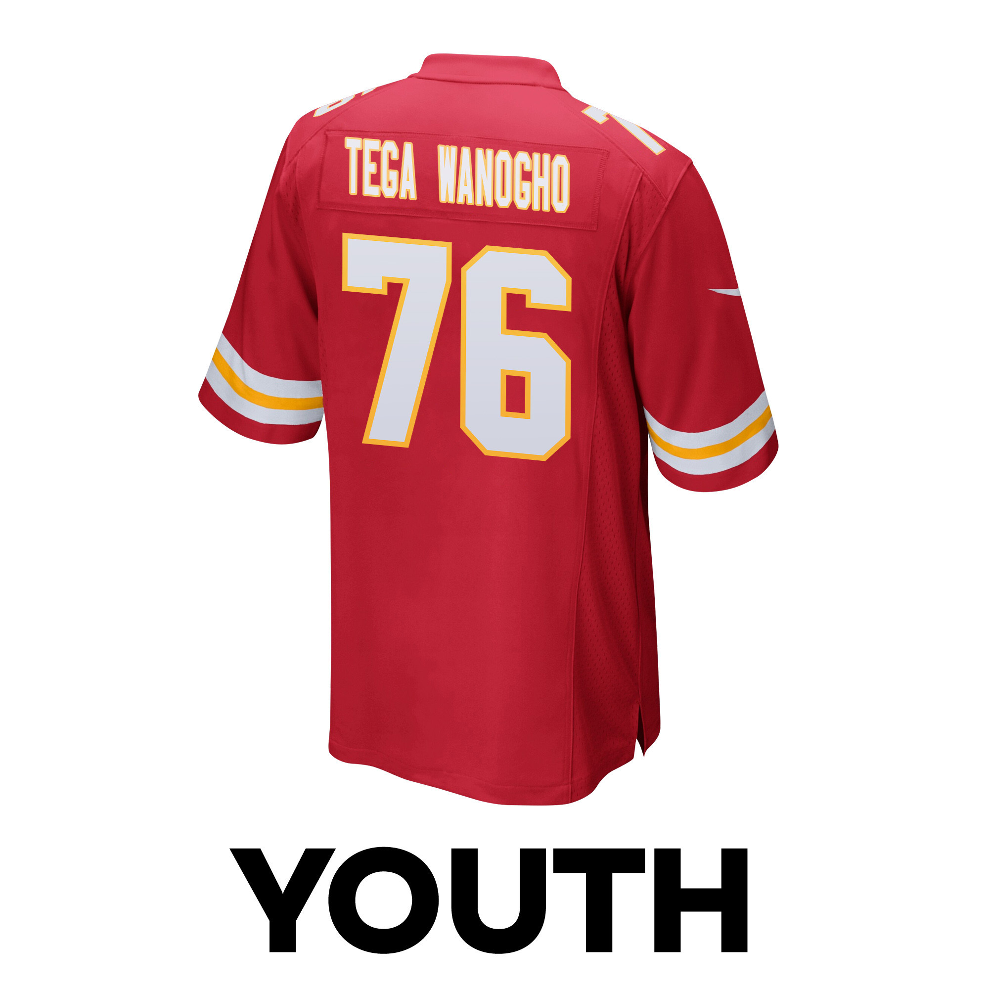 Prince Tega Wanogho 76 Kansas City Chiefs Super Bowl LVIII Champions 4X Game Red NFL Jersey Youth