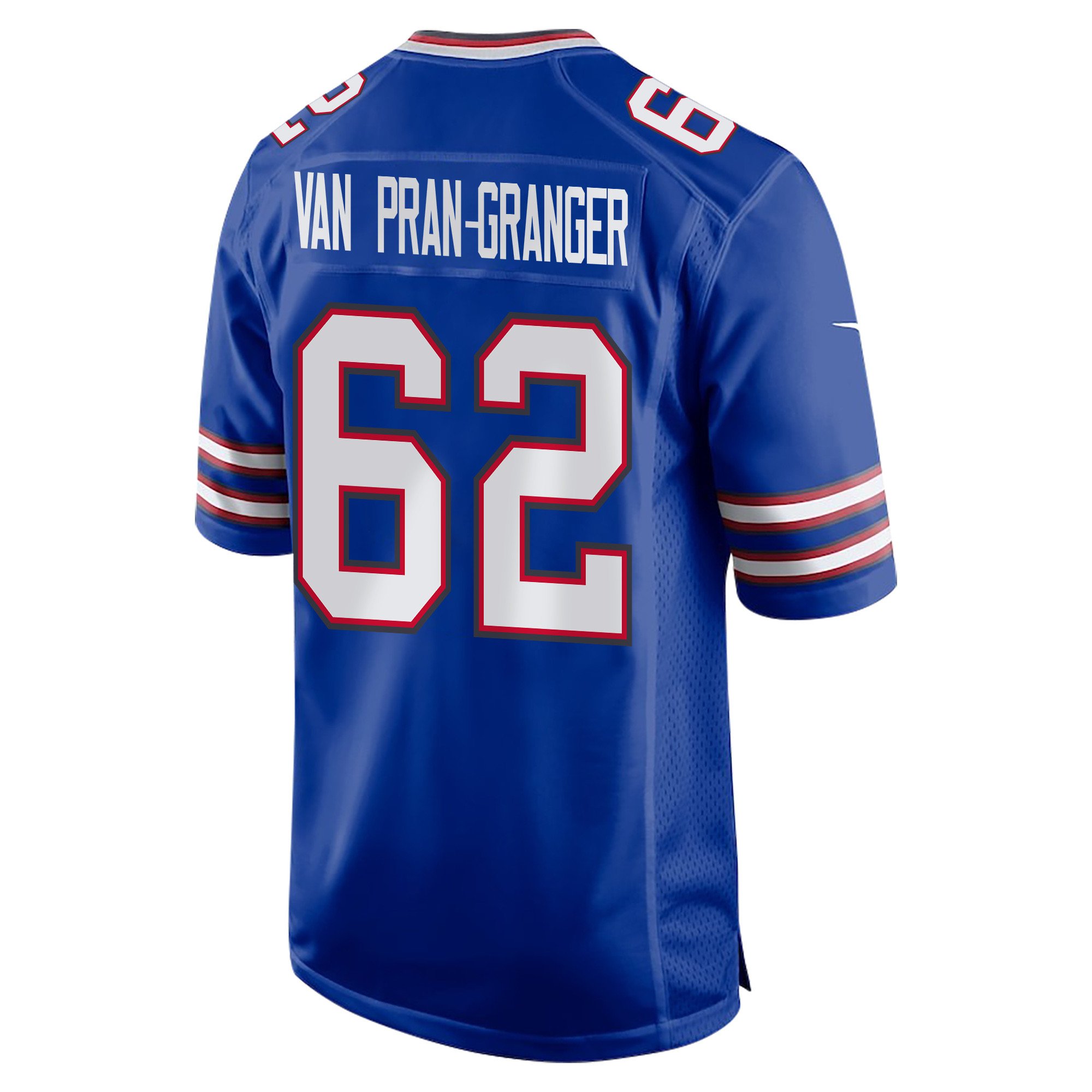 Sedrick Van Pran-Granger 62 Buffalo Bills Super Bowl LIX Champions Patch New Orleans Where Passion Ignites' EMBROIDERED Game Royal NFL Jersey Men's