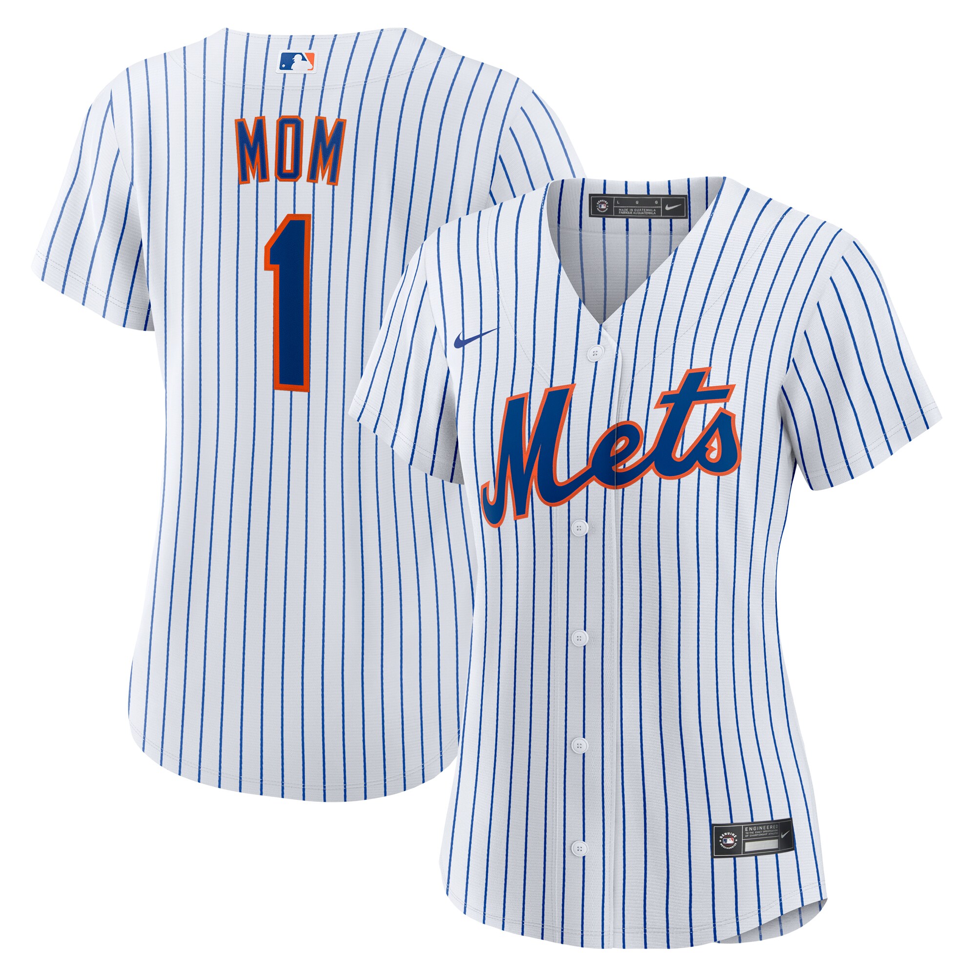 New York Mets White #1 Mom Home MLB Jersey Women's