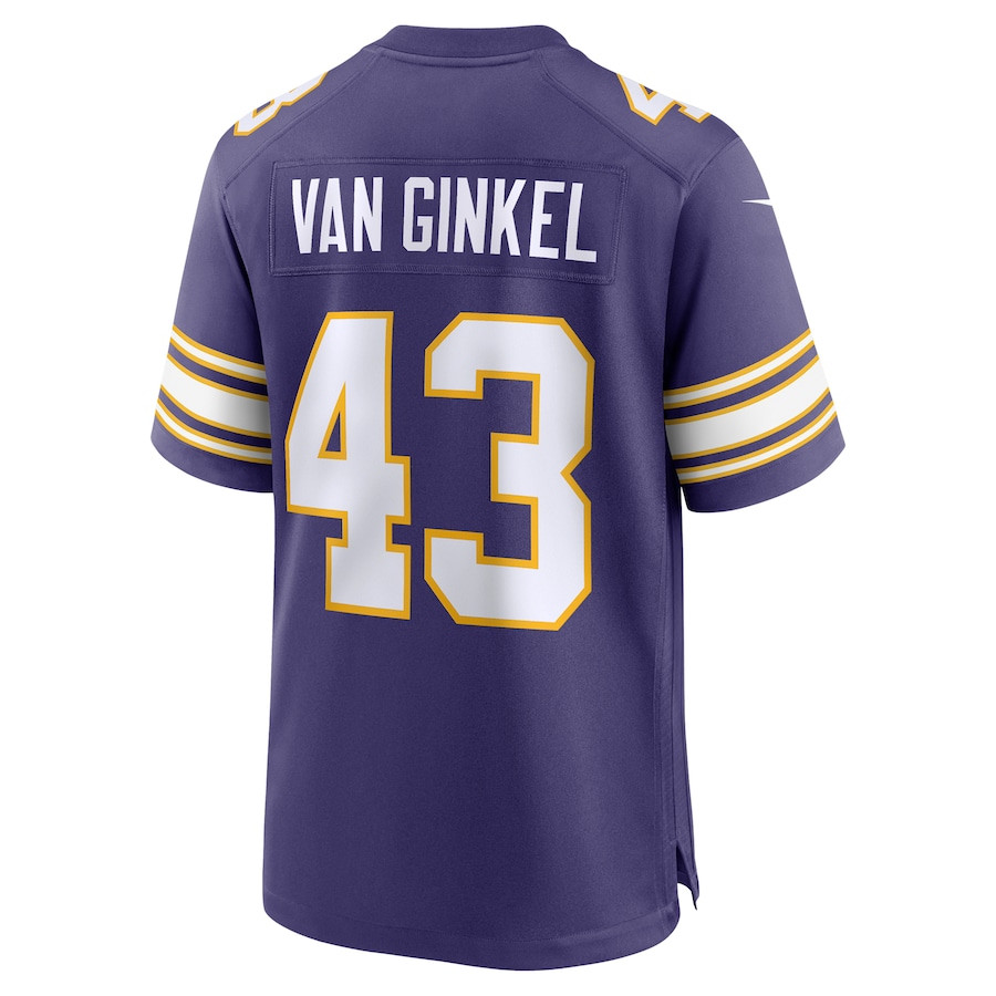 Andrew Van Ginkel 43 Minnesota Vikings Alternate Game Purple NFL Jersey Men's