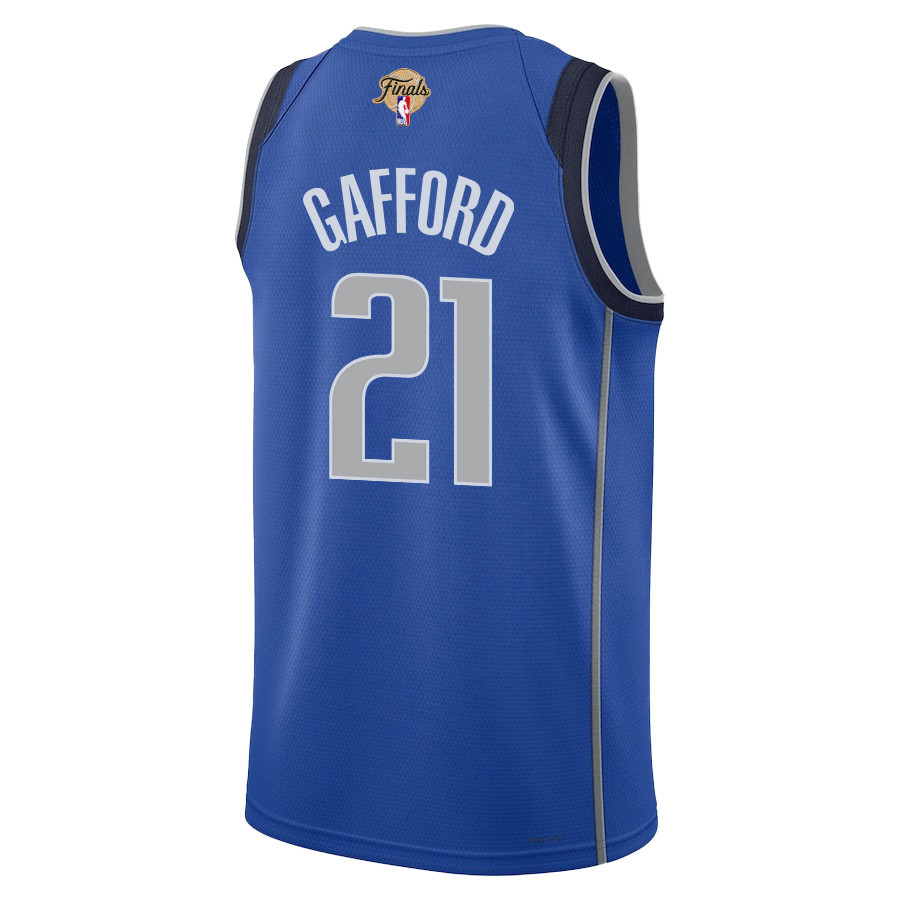 Daniel Gafford 21 Dallas Mavericks 2024 FINALS PATCH Swingman Icon Edition Blue NBA Jersey Men's