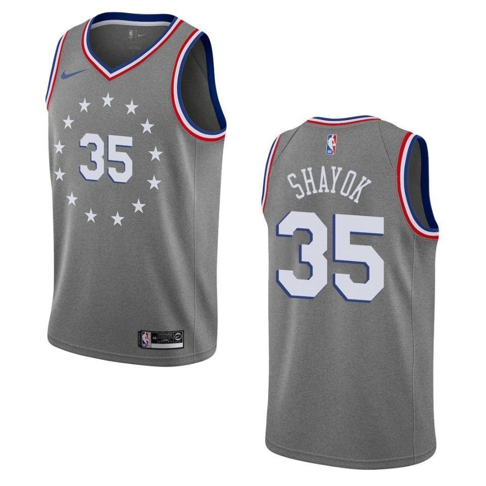 Philadelphia 76ers 35 Marial Shayok City Swingman Gray NBA Jersey Men's
