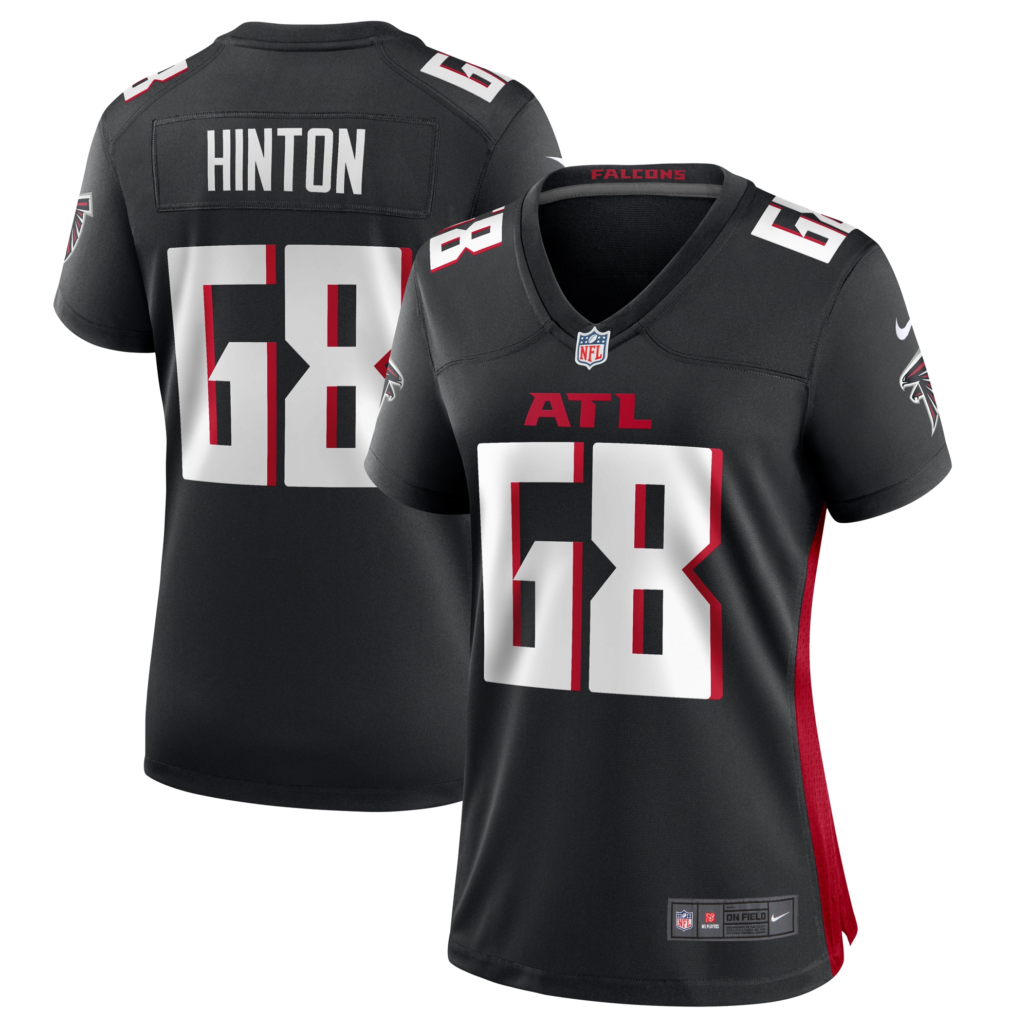 Atlanta Falcons Kyle Hinton Black Team Game NFL Jersey Women's