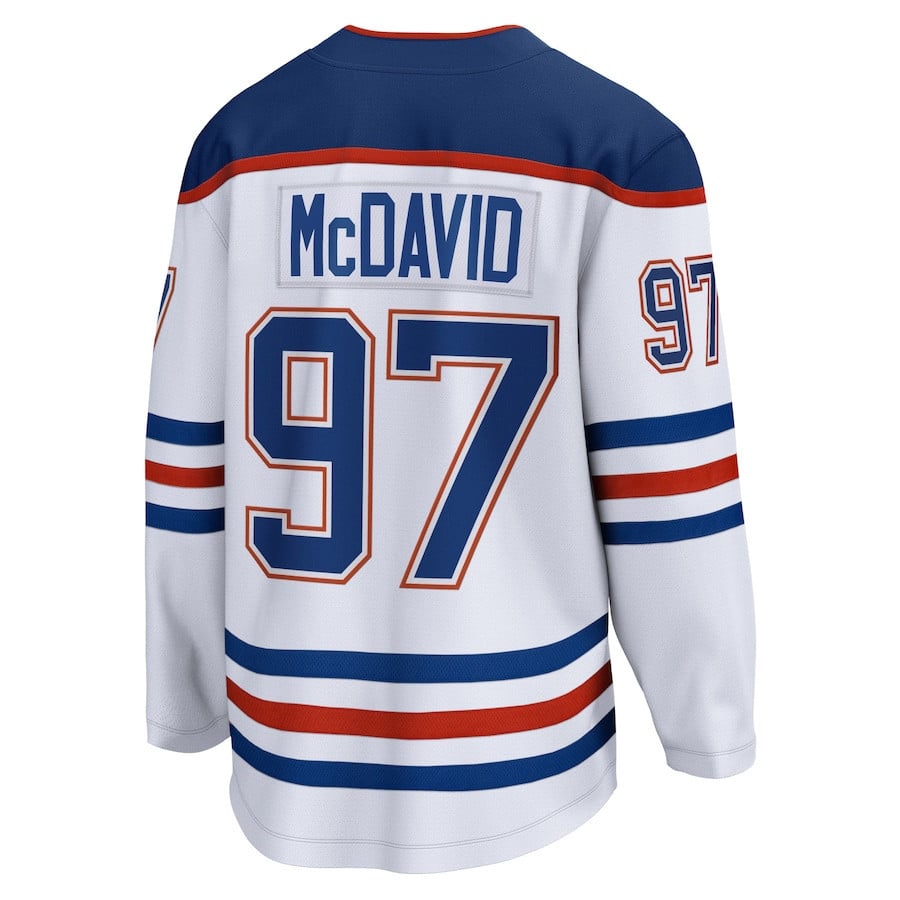 Connor McDavid 97 Edmonton Oilers Away Breakaway White NHL Jersey Men's