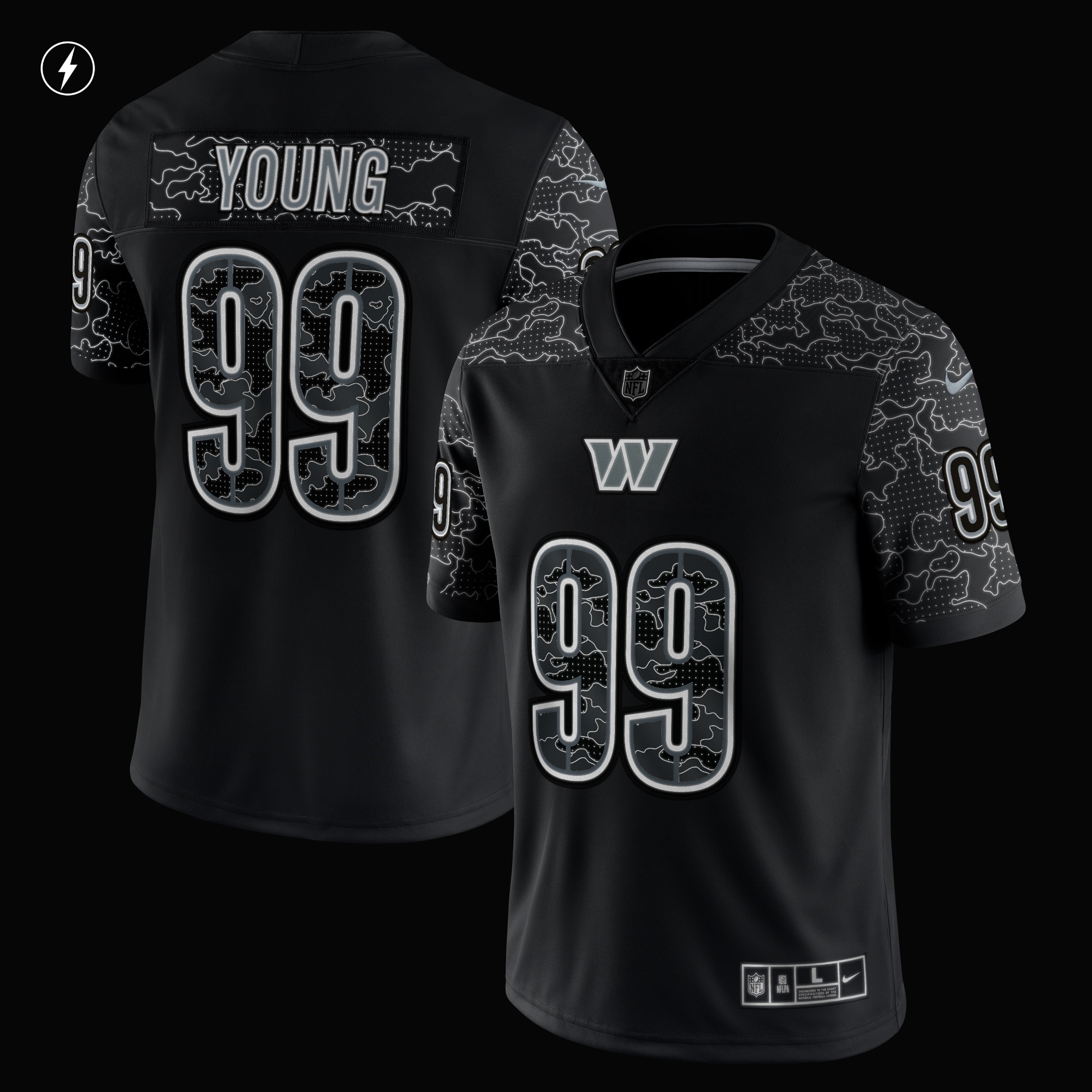Washington Commanders Chase Young Black RFLCTV Limited NFL Jersey Men's