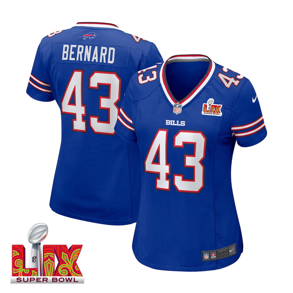 Terrel Bernard #43 Buffalo Bills Super Bowl LIX Royal NFL Jersey Women's