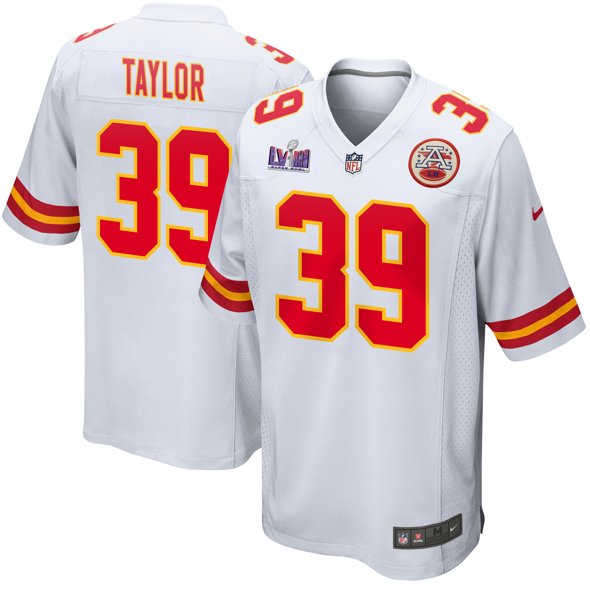 Keith Taylor 39 Kansas City Chiefs Super Bowl LVIII Patch Game White NFL Jersey Men's