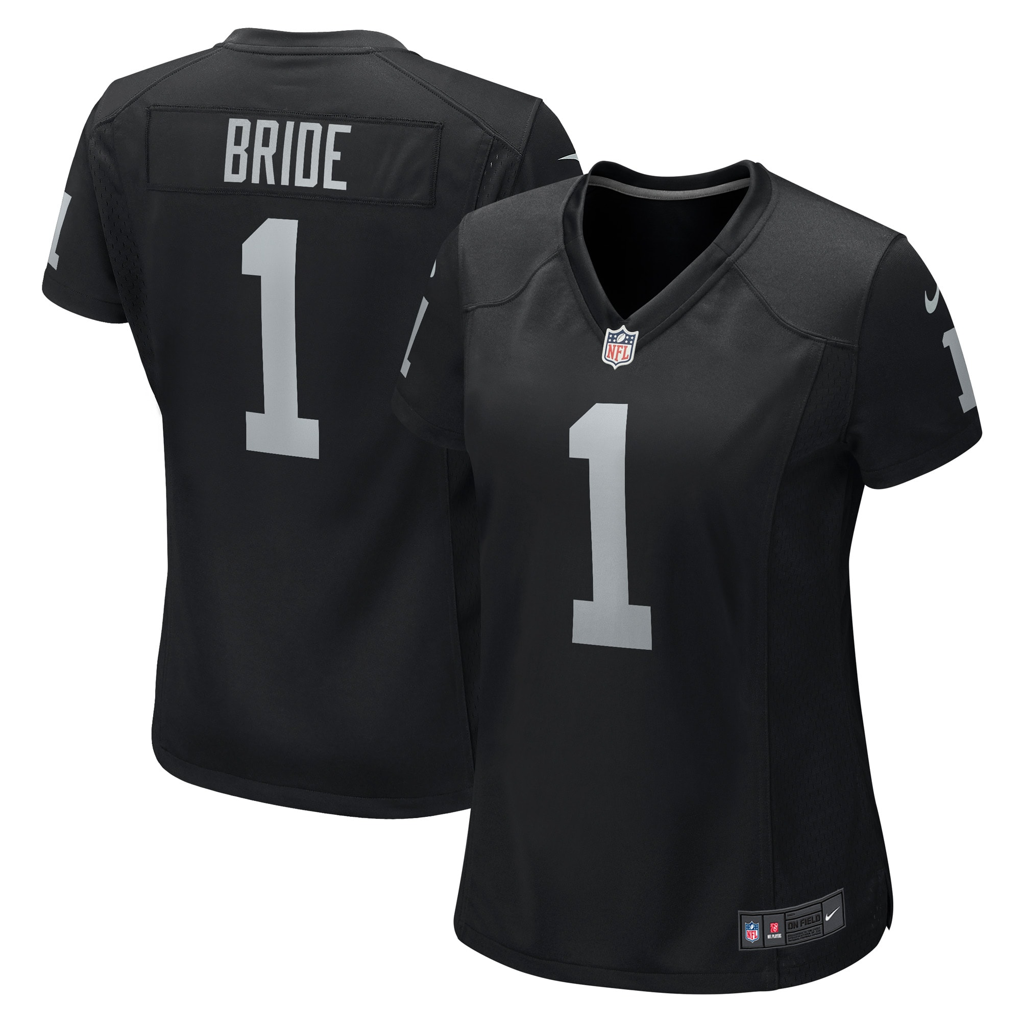 Las Vegas Raiders Number 1 Bride Black Game NFL Jersey Women's