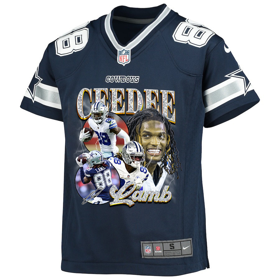 CeeDee Lamb 88 Dallas Cowboys Cee Works Hard Home Game NFL Jersey Youth