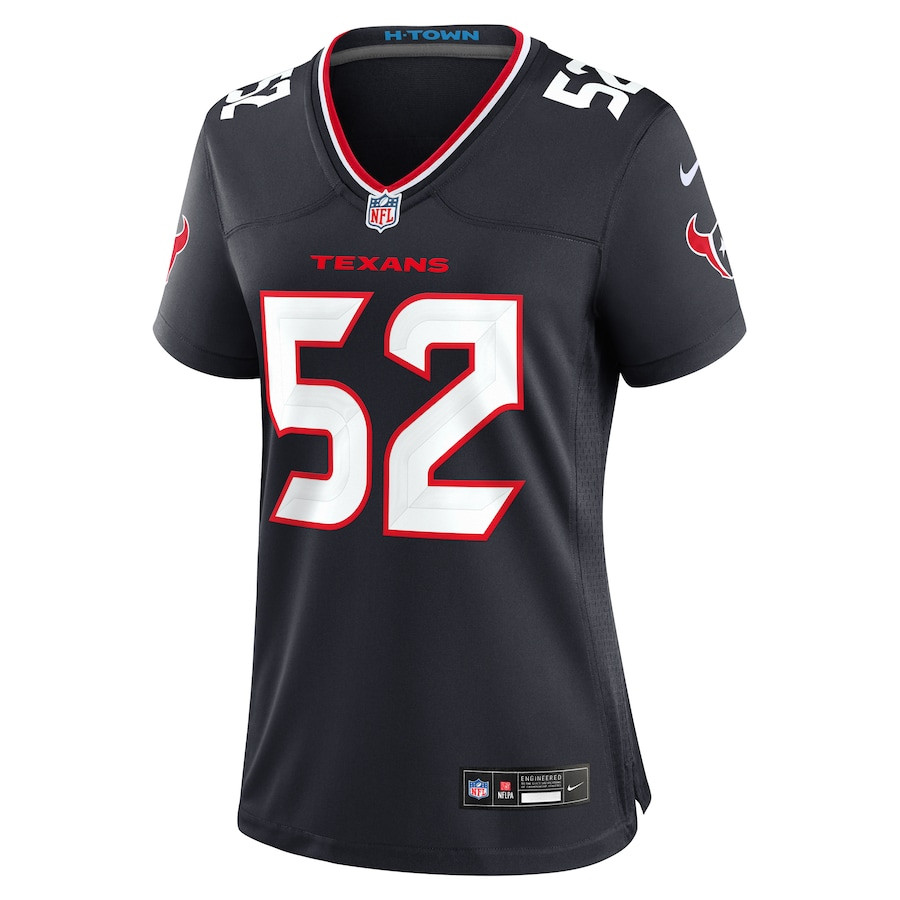Jerry Hughes 52 Houston Texans Team Game Navy NFL Jersey Women's