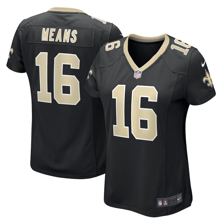 Bub Means 16 New Orleans Saints Game Black NFL Jersey Women's