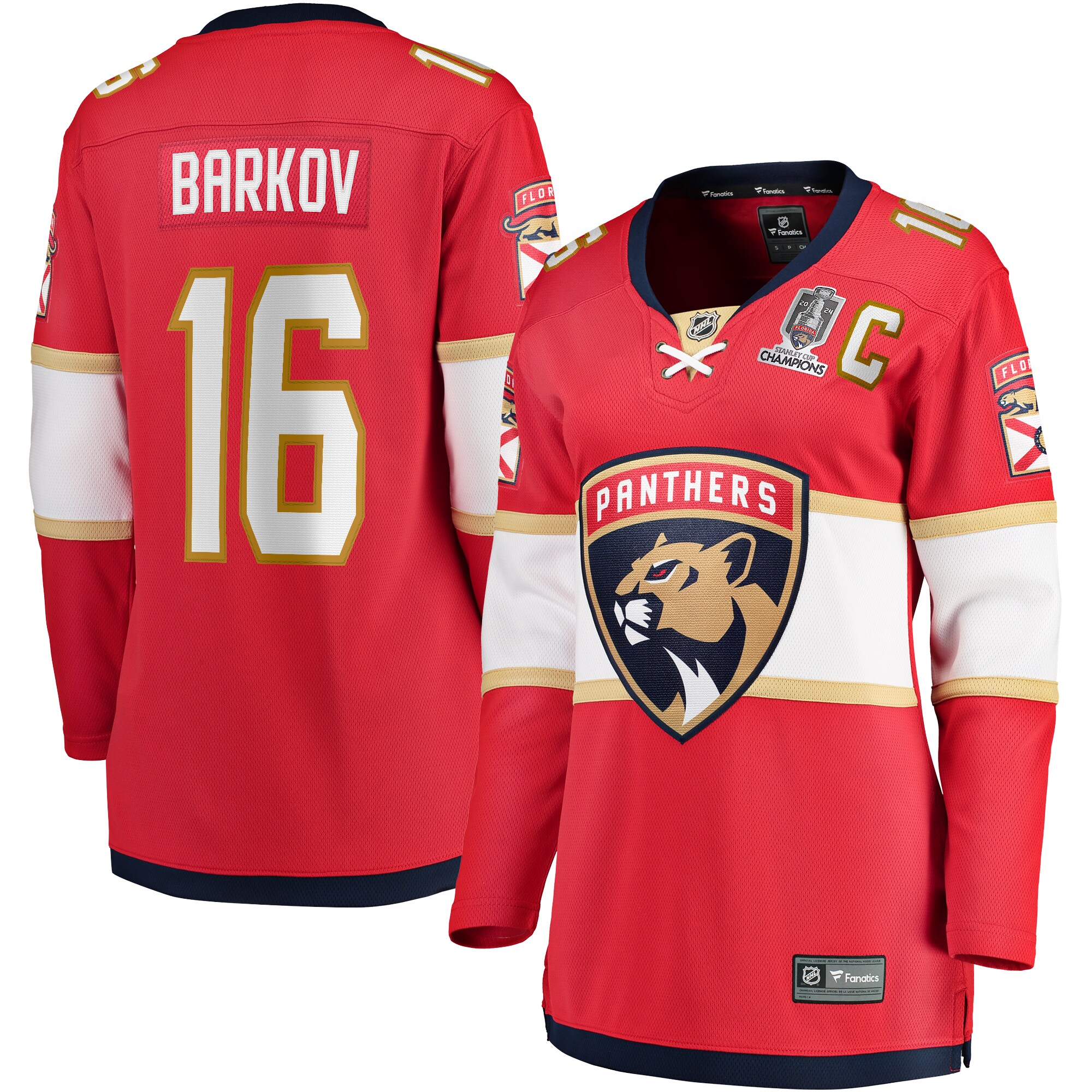 Florida Panthers Aleksander Barkov Red Home 2024 Stanley Cup Champions Breakaway Player NHL Jersey Women's