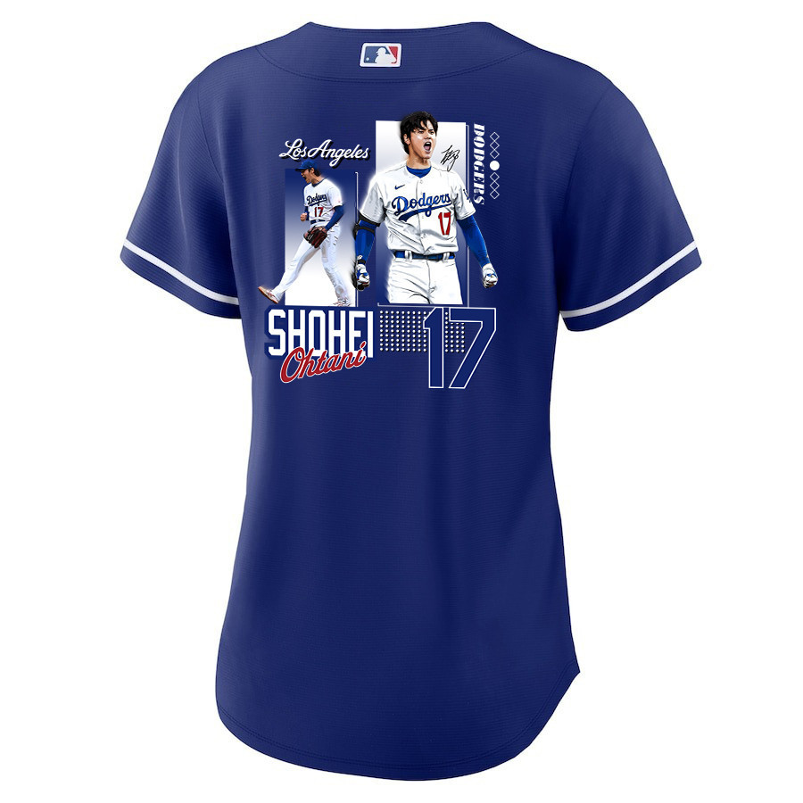 Shohei Ohtani 17 Los Angeles Dodgers Signed Welcome To The Sho Alternate Royal MLB Jersey Women's