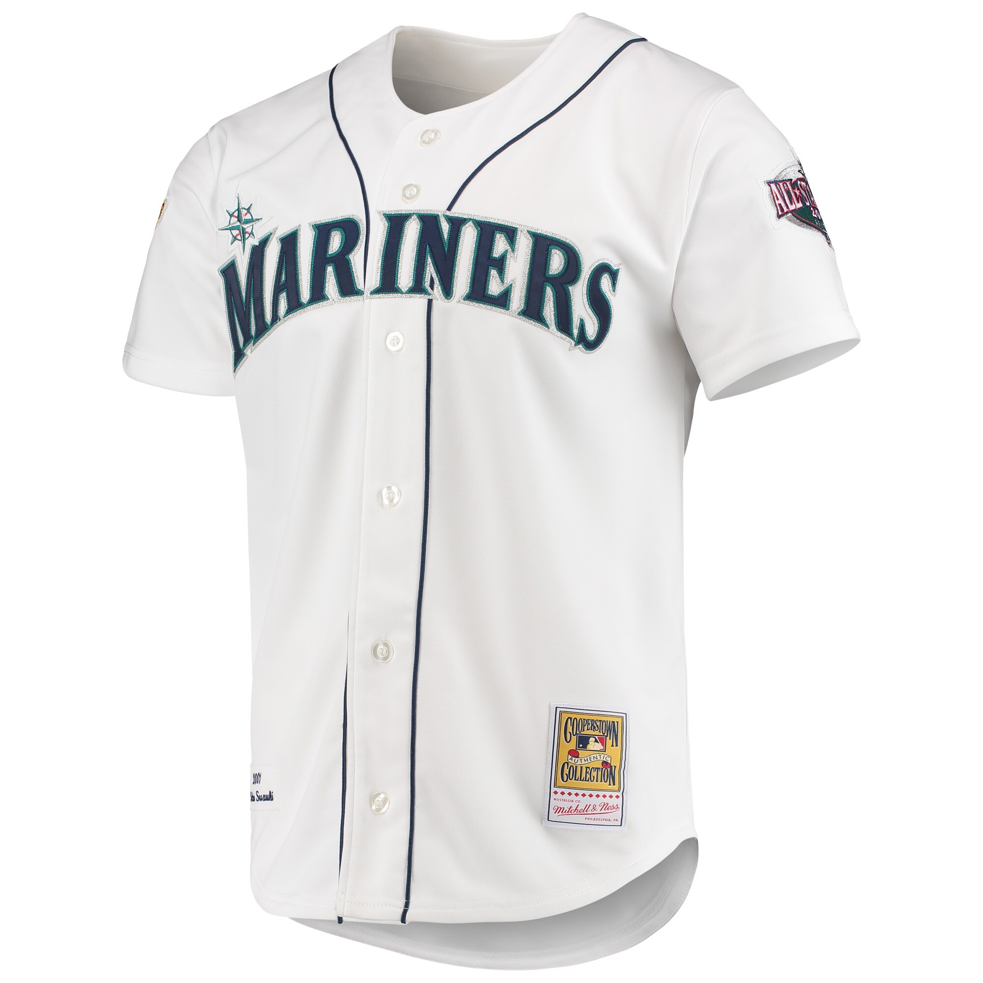 Seattle Mariners Ichiro Suzuki Mitchell Ness White 2001 All Star Game Cooperstown Collection MLB Jersey Men's