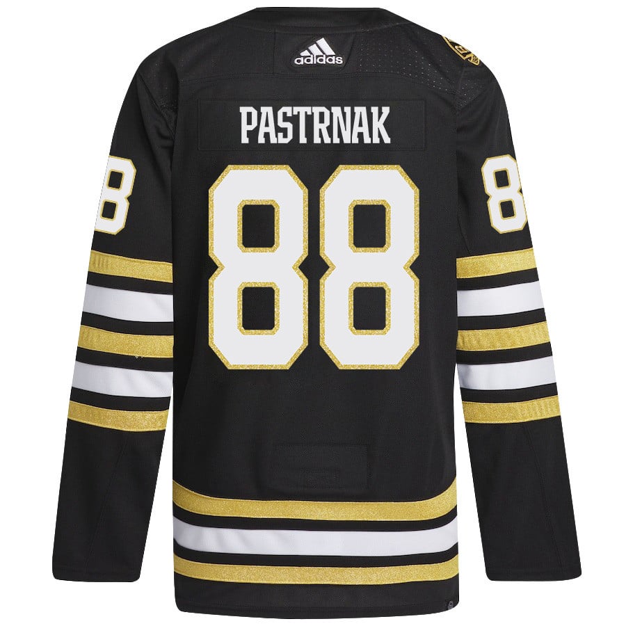 David Pastrnak 88 Boston Bruins 2024 Playoffs Patch Home Black NHL Jersey Men's