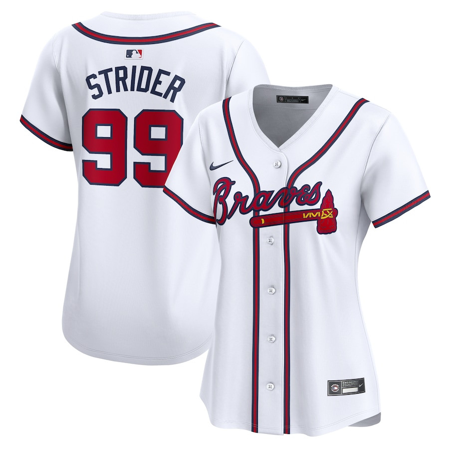 Spencer Strider 99 Atlanta Braves Home Limited Player White MLB Jersey Women's