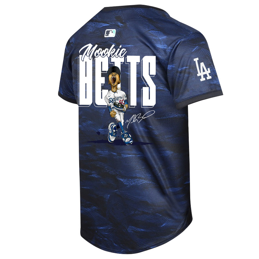 Mookie Betts 50 Los Angeles Dodgers Signed Cartoon 2023 All Star Game Limited Player Royal MLB Jersey Youth