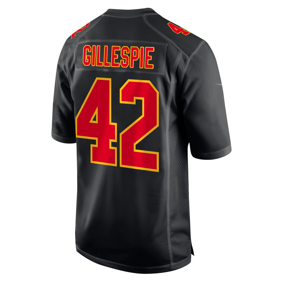 Tyree Gillespie 42 Kansas City Chiefs Super Bowl LVIII Champions 4X Fashion Game Carbon Black NFL Jersey Men's