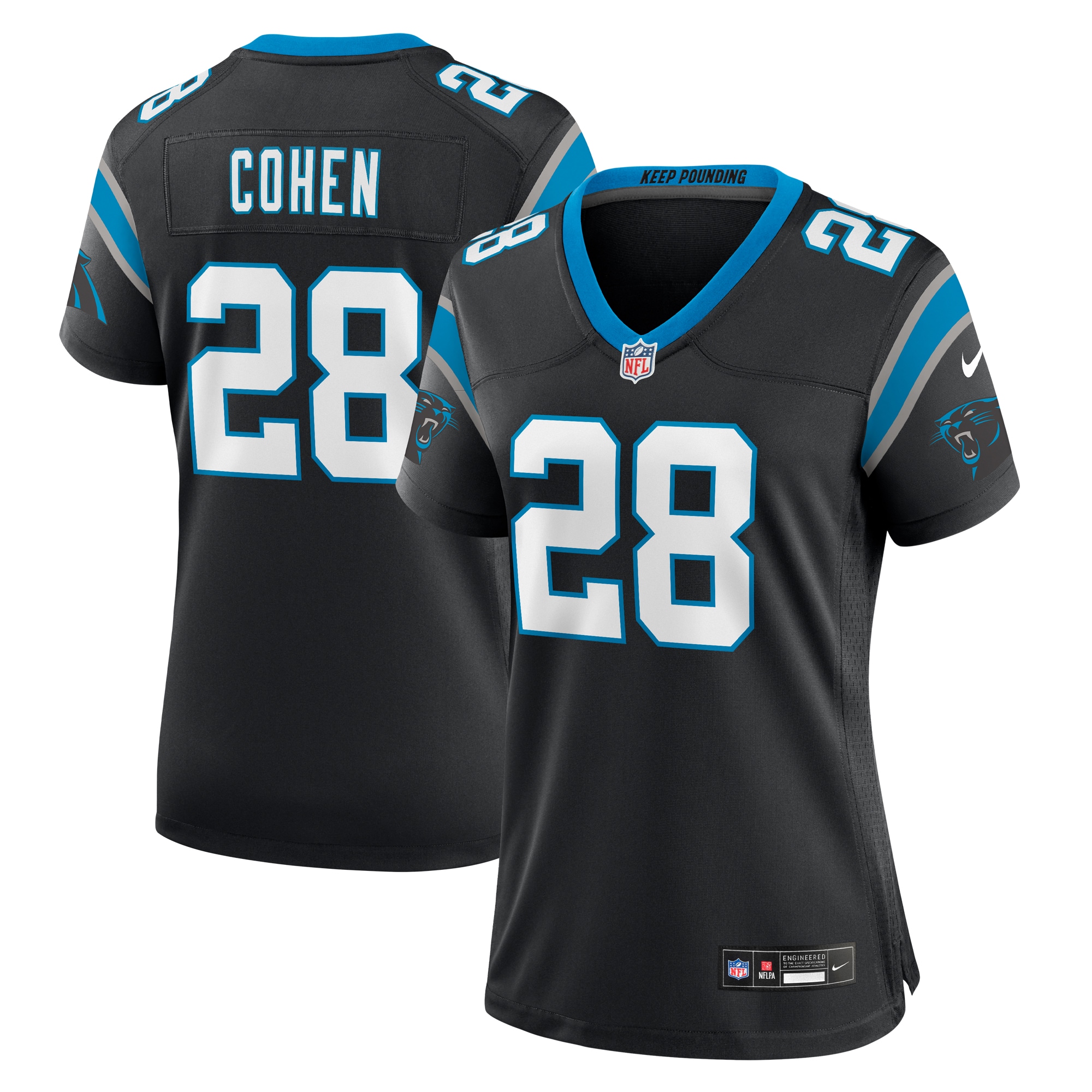 Carolina Panthers Tarik Cohen Black Game NFL Jersey Women's