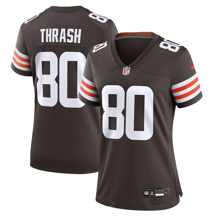 Jamari Thrash 80 Cleveland Browns Game Brown NFL Jersey Women's