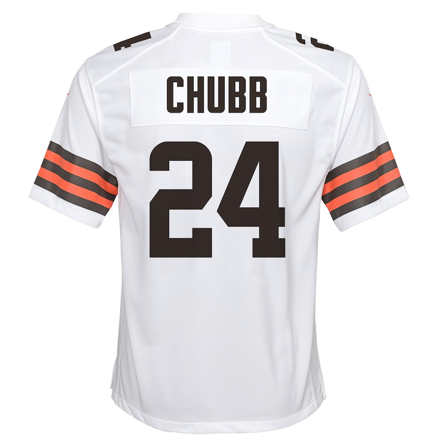 Nick Chubb 24 Cleveland Browns Game White NFL Jersey Youth
