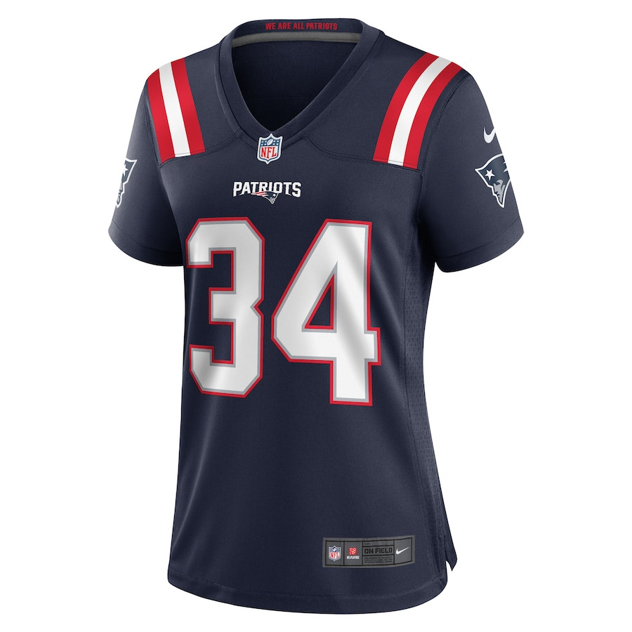 Quandre Mosely 34 New England Patriots Home Game Navy NFL Jersey Women's