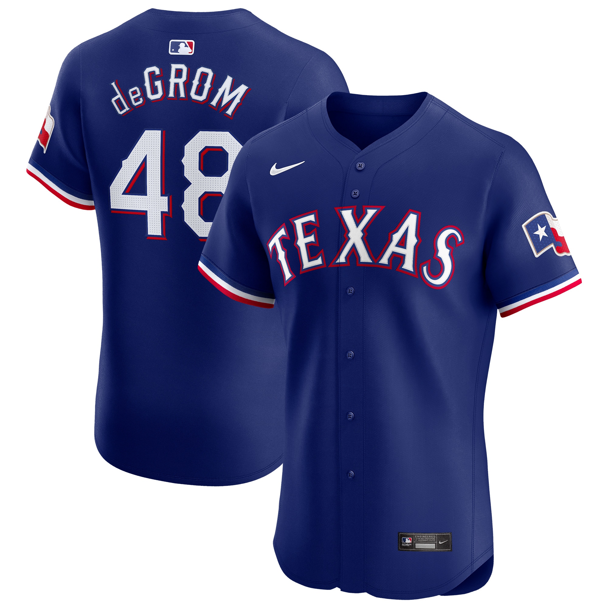 Texas Rangers Jacob deGrom Royal Alternate Elite Player MLB Jersey Men's