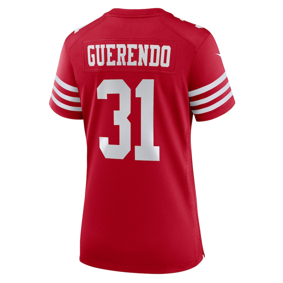 Isaac Guerendo 31 San Francisco 49ers Game Scarlet NFL Jersey Women's