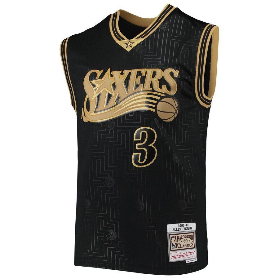 Allen Iverson Philadelphia 76ers Mitchell Ness 2000-01 Hardwood Classics Chinese New Year Swingman Black NBA Jersey Men's
